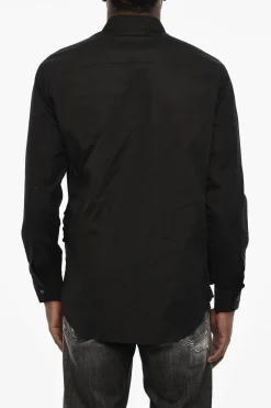 Sale Camicia Effetto Vintage con Collo Francese Uomo Camicie