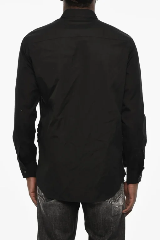 Sale Camicia Effetto Vintage con Collo Francese Uomo Camicie