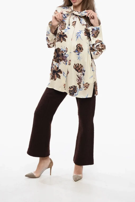 Online Camicia Floreale con Dettaglio da Allacciare Donna Camicie