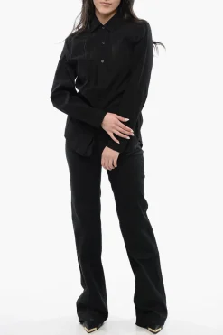 Camicia FOLDOUT In Popeline di Cotone con Dettagli Tono su Tono in Satin></noscript>R13 Hot