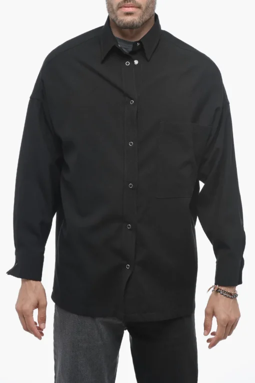 Best Camicia GIO in Twill di Lana con Bottoni a Pressione Uomo Camicie