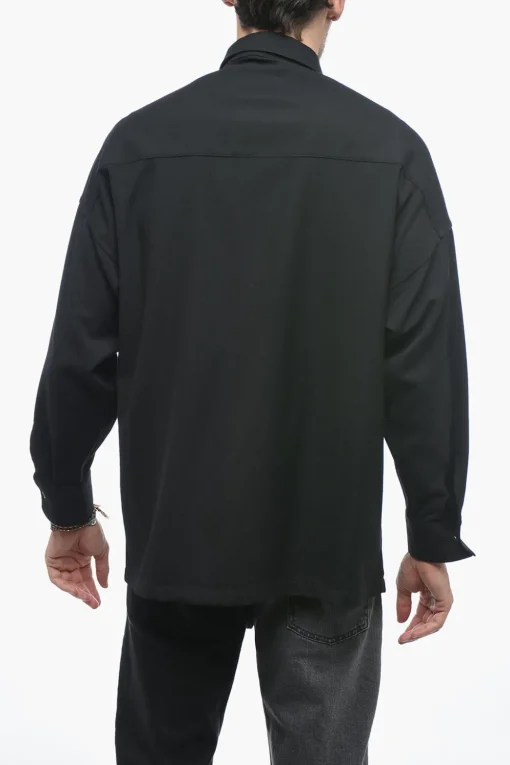 Best Camicia GIO in Twill di Lana con Bottoni a Pressione Uomo Camicie