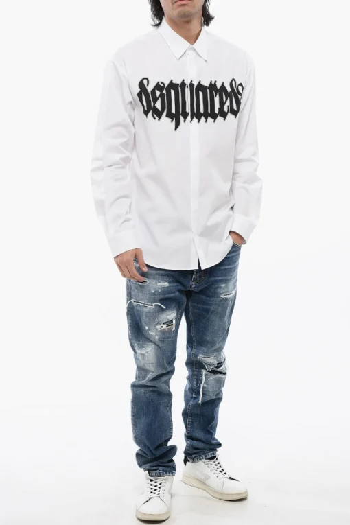 Camicia GOTHIC Stampata con Abbottonatura Nascosta>Dsquared2 Sale