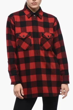 Camicia Half-Zip con Motivo Check>Woolrich Online