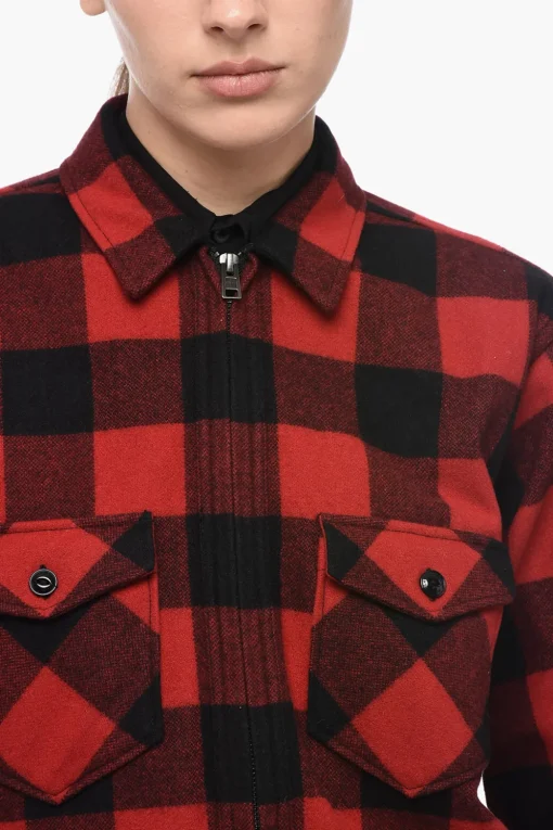Camicia Half-Zip con Motivo Check>Woolrich Online