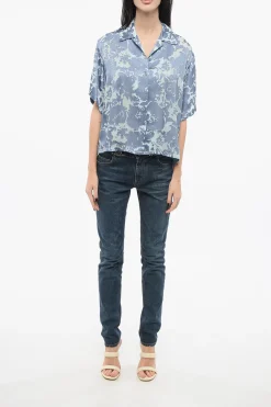 Sale Camicia Hawaiiana con Effetto Devoré Donna Camicie