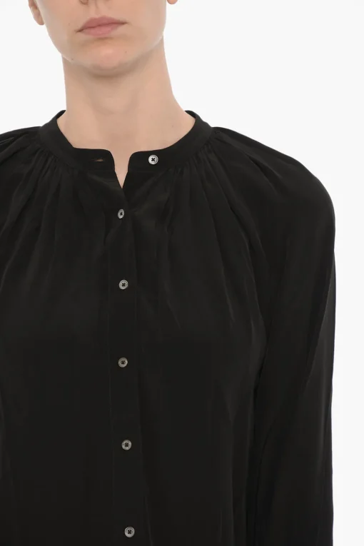 Camicia HEZZY in Raso con Collo alla Coreana>AllSaints Fashion