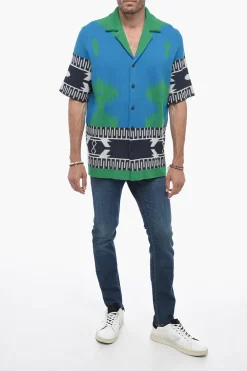 Camicia ICON in Jacquard a Manica Corta></noscript>Alanui Sale