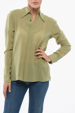 Outlet Camicia in Chiffon con Abbottonatura Nascosta Donna Camicie