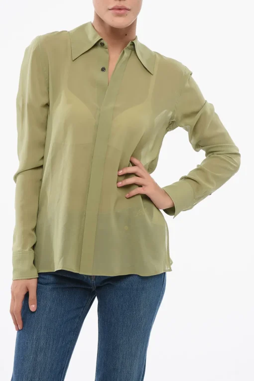 Outlet Camicia in Chiffon con Abbottonatura Nascosta Donna Camicie