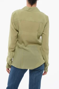 Outlet Camicia in Chiffon con Abbottonatura Nascosta Donna Camicie