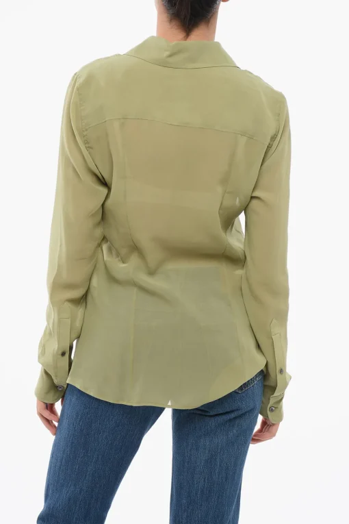 Outlet Camicia in Chiffon con Abbottonatura Nascosta Donna Camicie