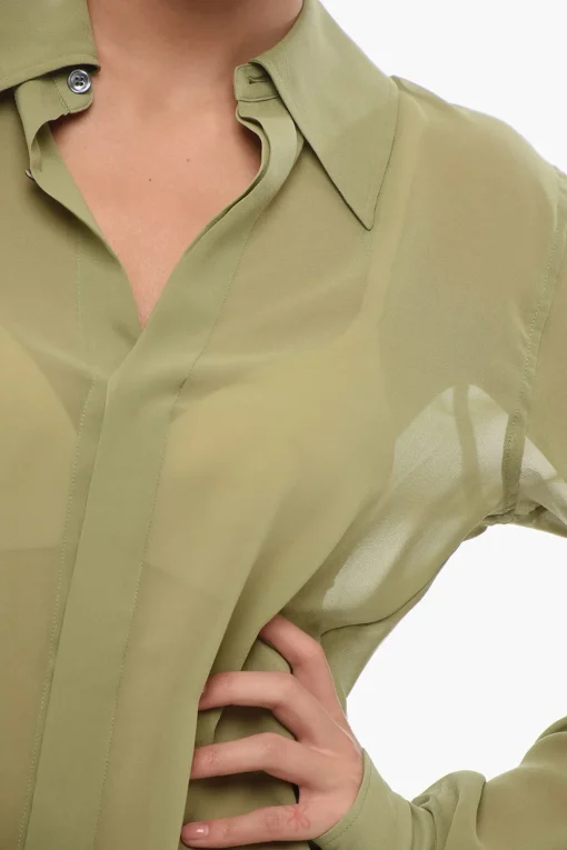 Outlet Camicia in Chiffon con Abbottonatura Nascosta Donna Camicie