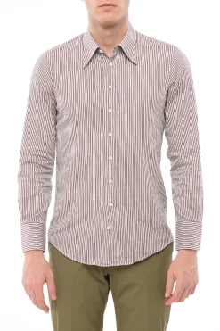 Discount Camicia In Cotone A Maniche Lunghe Con Motivo A Righe Uomo Camicie