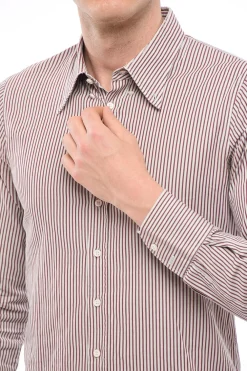 Discount Camicia In Cotone A Maniche Lunghe Con Motivo A Righe Uomo Camicie