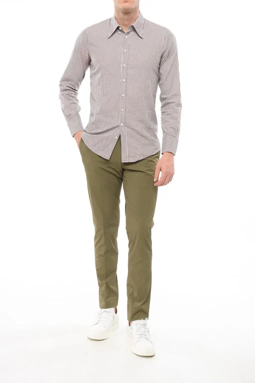 Discount Camicia In Cotone A Maniche Lunghe Con Motivo A Righe Uomo Camicie