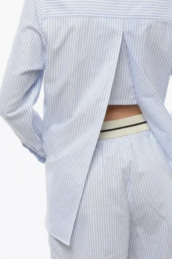 Camicia in Cotone a Righe Awning con Spacco Posteriore></noscript>Palm Angels Outlet