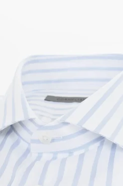 Camicia in Cotone a Righe con Collo Francese>Corneliani Fashion