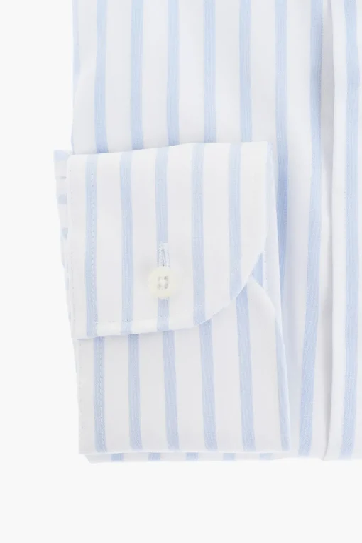 Camicia in Cotone a Righe con Collo Francese>Corneliani Fashion