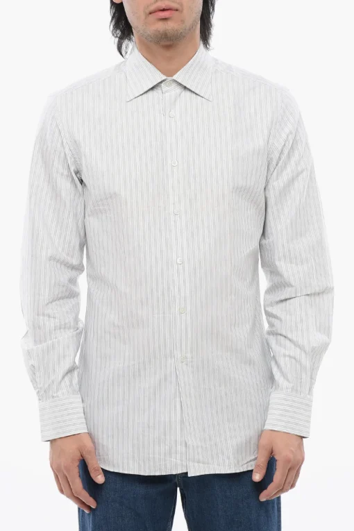 Camicia in Cotone a Righe Balanced con Collo Francese>Corneliani Best