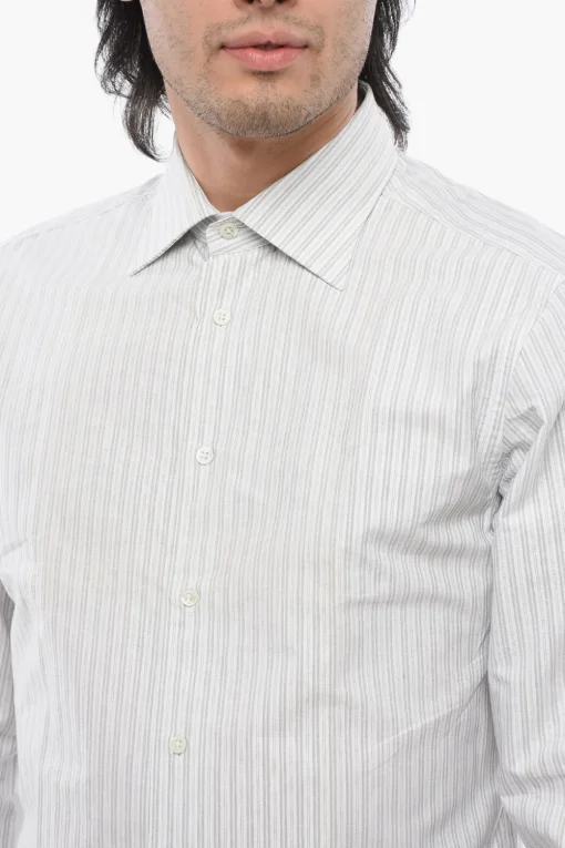 Camicia in Cotone a Righe Balanced con Collo Francese>Corneliani Best