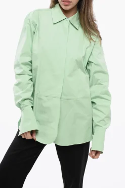 Sale Camicia in Cotone Asimmetrica con Abbottonaura Nascosta Donna Camicie