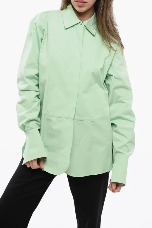 Sale Camicia in Cotone Asimmetrica con Abbottonaura Nascosta Donna Camicie