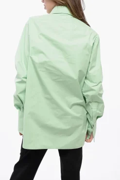 Sale Camicia in Cotone Asimmetrica con Abbottonaura Nascosta Donna Camicie