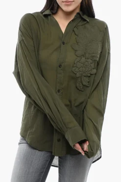 Online Camicia in Cotone BLOSSOM con Dettagli in Applicazione Donna Camicie