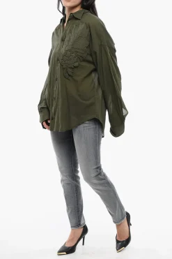Online Camicia in Cotone BLOSSOM con Dettagli in Applicazione Donna Camicie