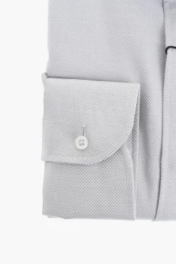 Clearance Camicia in Cotone con Micro Quadretti e Collo Francese Uomo Camicie