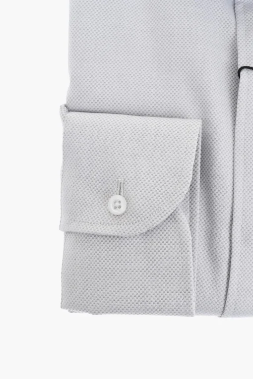 Clearance Camicia in Cotone con Micro Quadretti e Collo Francese Uomo Camicie