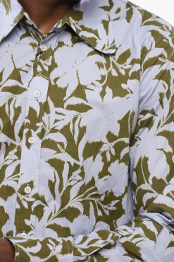 Clearance Camicia in Cotone con Motivo Floreale Uomo Camicie