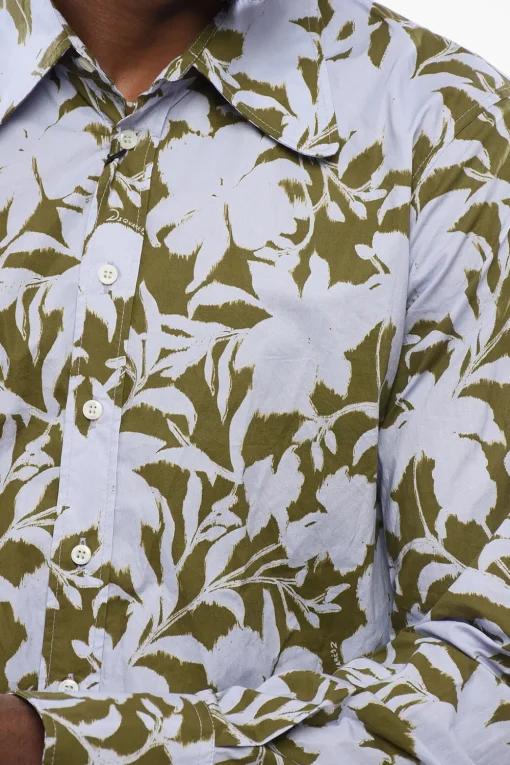 Clearance Camicia in Cotone con Motivo Floreale Uomo Camicie