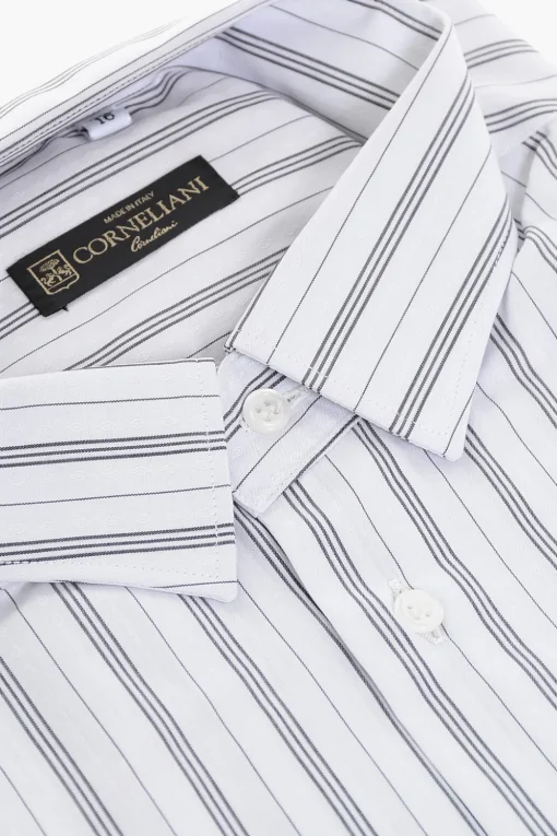 Hot Camicia in Cotone con Motivo a Righe Balanced Uomo Camicie