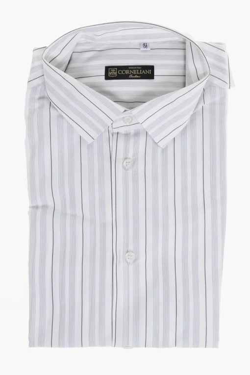 Fashion Camicia in Cotone con Motivo a Righe Balanced Uomo Camicie