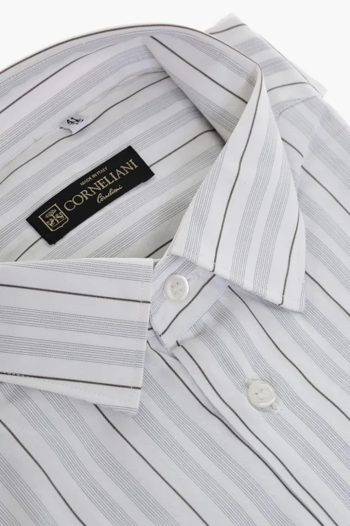 Fashion Camicia in Cotone con Motivo a Righe Balanced Uomo Camicie