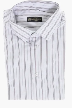 Camicia in Cotone con Motivo a Righe Balanced>Corneliani Sale
