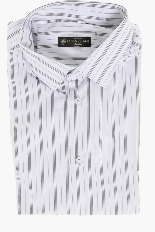 Camicia in Cotone con Motivo a Righe Balanced>Corneliani Sale