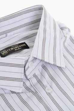Camicia in Cotone con Motivo a Righe Balanced>Corneliani Sale