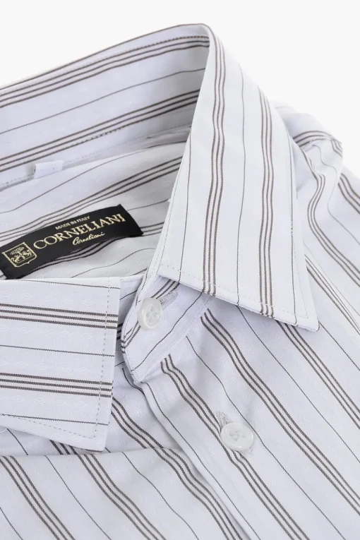 Camicia in Cotone con Motivo a Righe Balanced>Corneliani Sale