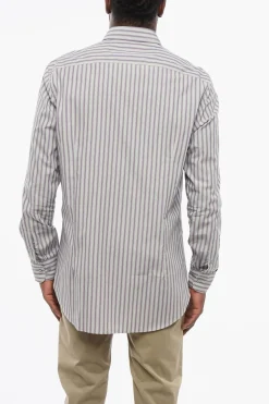 Outlet Camicia in Cotone con Motivo Bayadere Uomo Camicie
