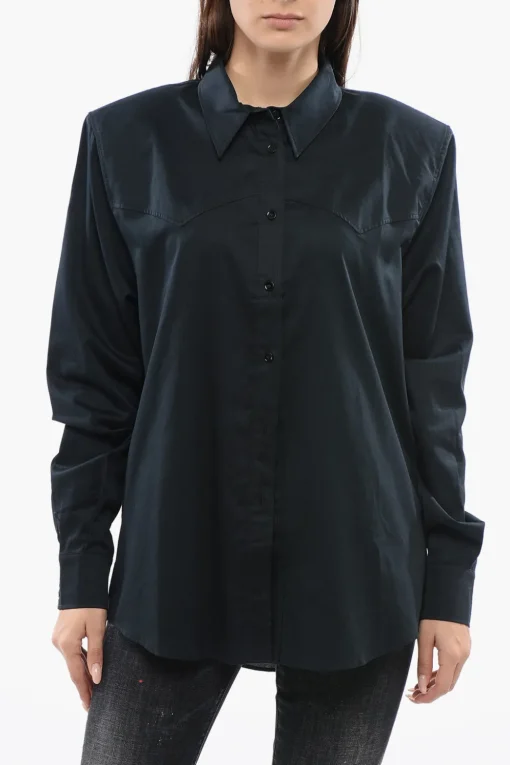 Clearance Camicia in Cotone con Spalline Imbottite Donna Camicie