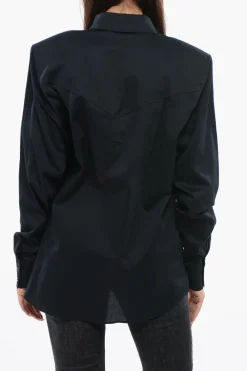 Clearance Camicia in Cotone con Spalline Imbottite Donna Camicie