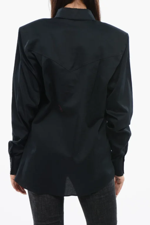 Clearance Camicia in Cotone con Spalline Imbottite Donna Camicie
