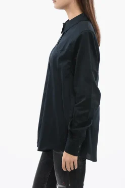 Clearance Camicia in Cotone con Spalline Imbottite Donna Camicie