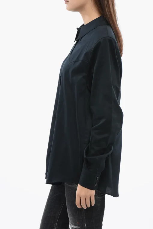 Clearance Camicia in Cotone con Spalline Imbottite Donna Camicie