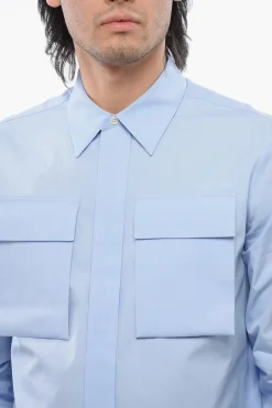 Outlet Camicia in Cotone con Taschini a Toppa Uomo Camicie