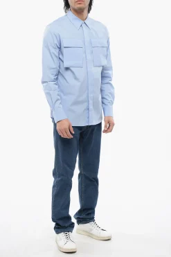 Outlet Camicia in Cotone con Taschini a Toppa Uomo Camicie