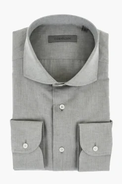 Camicia in Cotone e Lino con Collo Francese>Corneliani Discount